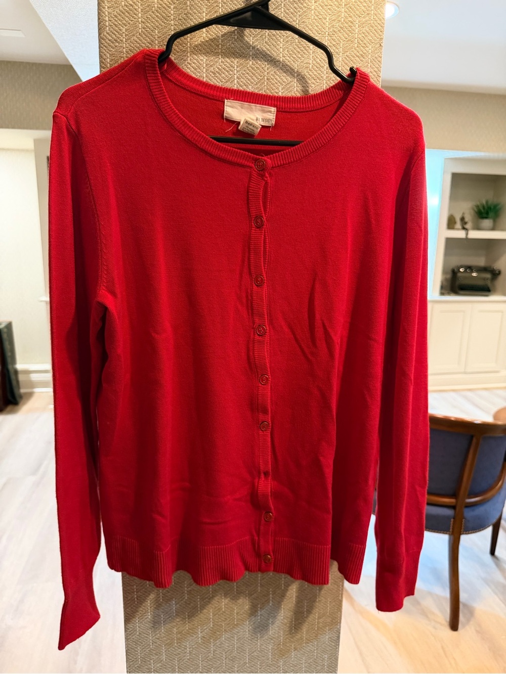 BY DESIGN Red Button-Front Crewneck Cardigan Sweater - Medium
